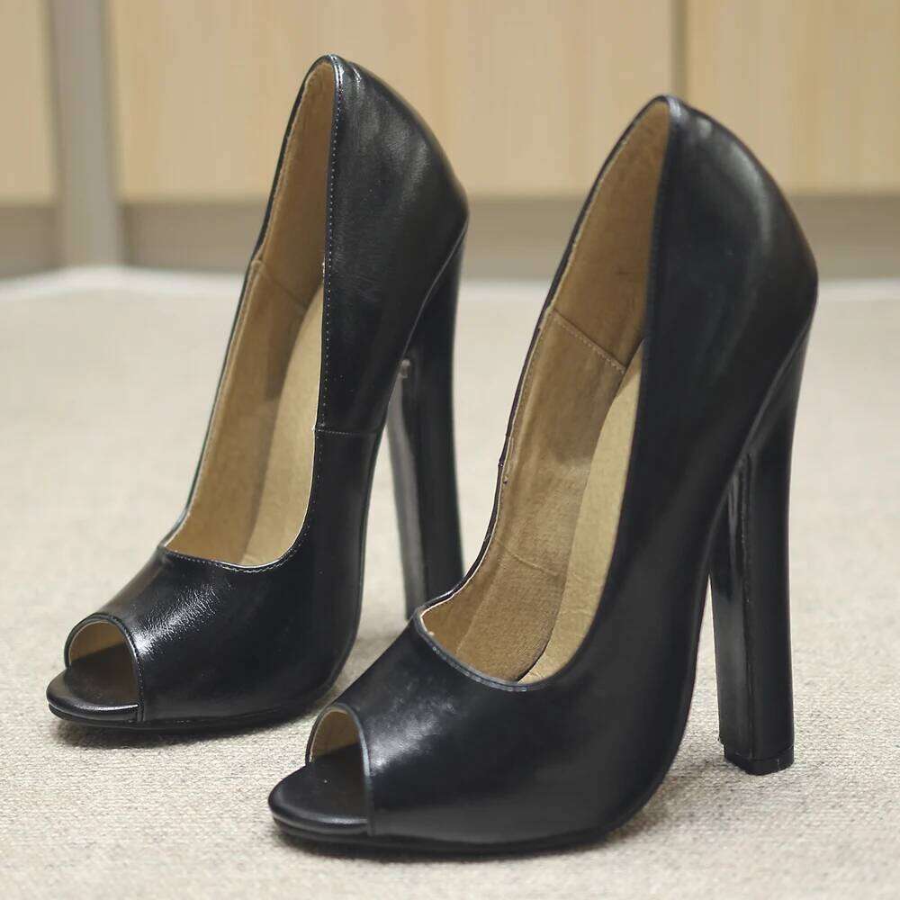 JIALUOWEI Unisex's Extreme High Heel Peep Toe Stiletto Pumps Shoes Fetish Footwear