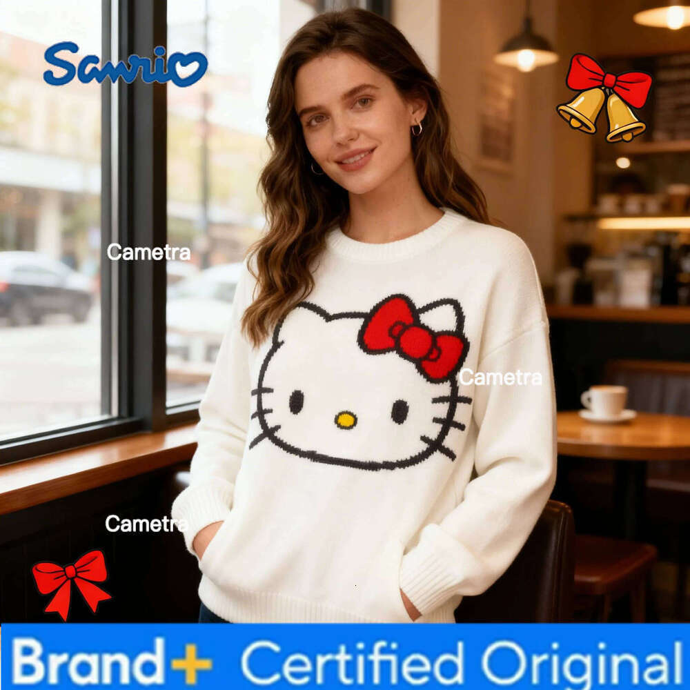 Sanrio 2026 Autumn Winter Hello Kitty Adorable Yet Quirky Trendy Christmas for Women and Children Casual Round-neck Sweater H2601121
