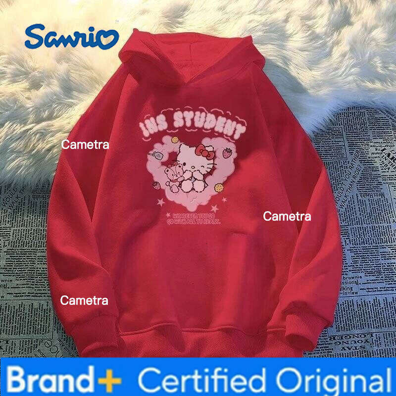 Sanrio Girls' Hooded Sweatshirt HelloKitty Autumn and Winter Soft Comfortable Hello Kitty Printed Student Tops Children's Clothing H260112