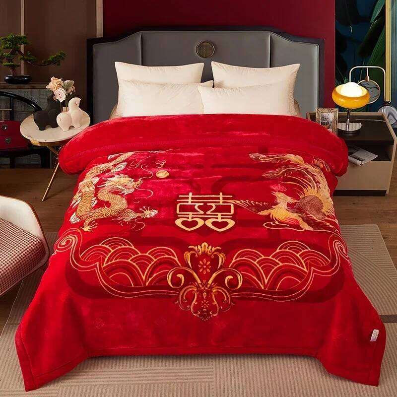 Double Layer Winter Thicken Raschel Plush Weighted Blanket For Bed Warm Heavy Blankets Throw Printed Flowers Fluffy Soft Carpet XJ260112