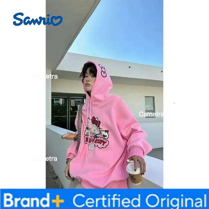 Sanrio American Retro Hello Kitty Printed Hoodies Loose Couple Hooded Sweatshirt Pullover Kawaii Streetwear Kpop Women Clothing H2601121