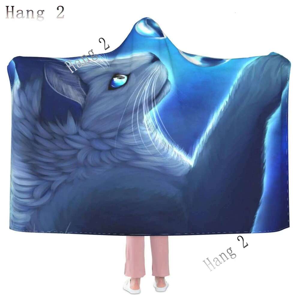 Warriors Cats Hoodie Wearable Throw Blankets Couch Blanket Hooded for Kids Teens Men Women All Season XJ260112