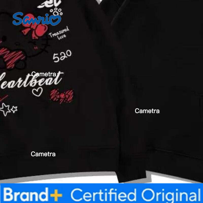 Sanrio Hello Kitty Kawaii Anime Fashion Casual Autumn Winter Fleece Hooded Sweatshirt for Men and Women Women's Sports Suit H260112