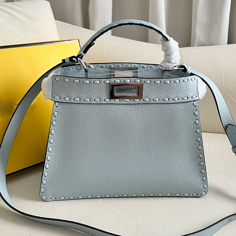 Top Classic Iconic Peekaboo ISeeU Hand-stitched cowhide Commuter briefcase bag Leather tote Handbag Shoulder Bags for Women two size 20cm 27cm