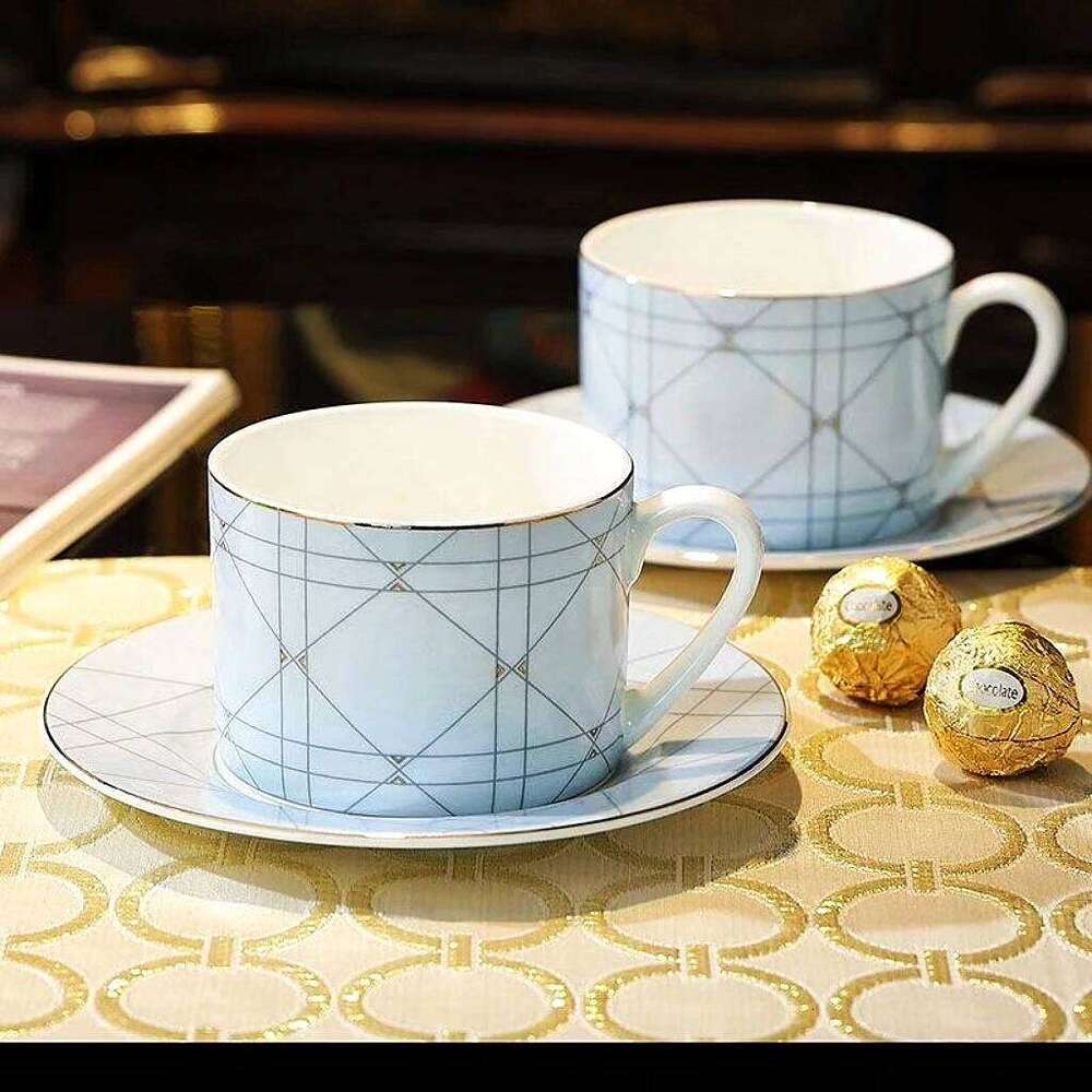 Ceramic Bone China Coffee Mugs and Saucers European Style Drinking Utensils Set for Home Kitchen Office Afternoon Tea Dinnerware Luxury Tableware Gift