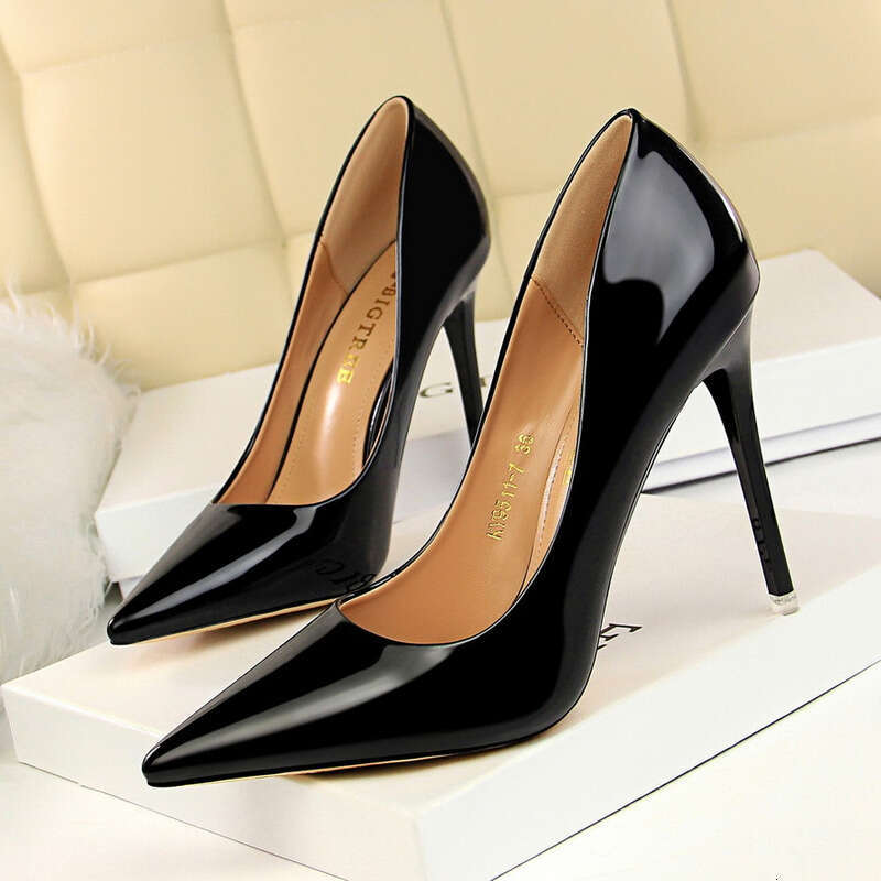 Free Shipping Fashion Metal Heels Women's High Heel Shallow Mouth Pointed Toe New Sexy Nightclub Slimming Best Seller Single Shoes