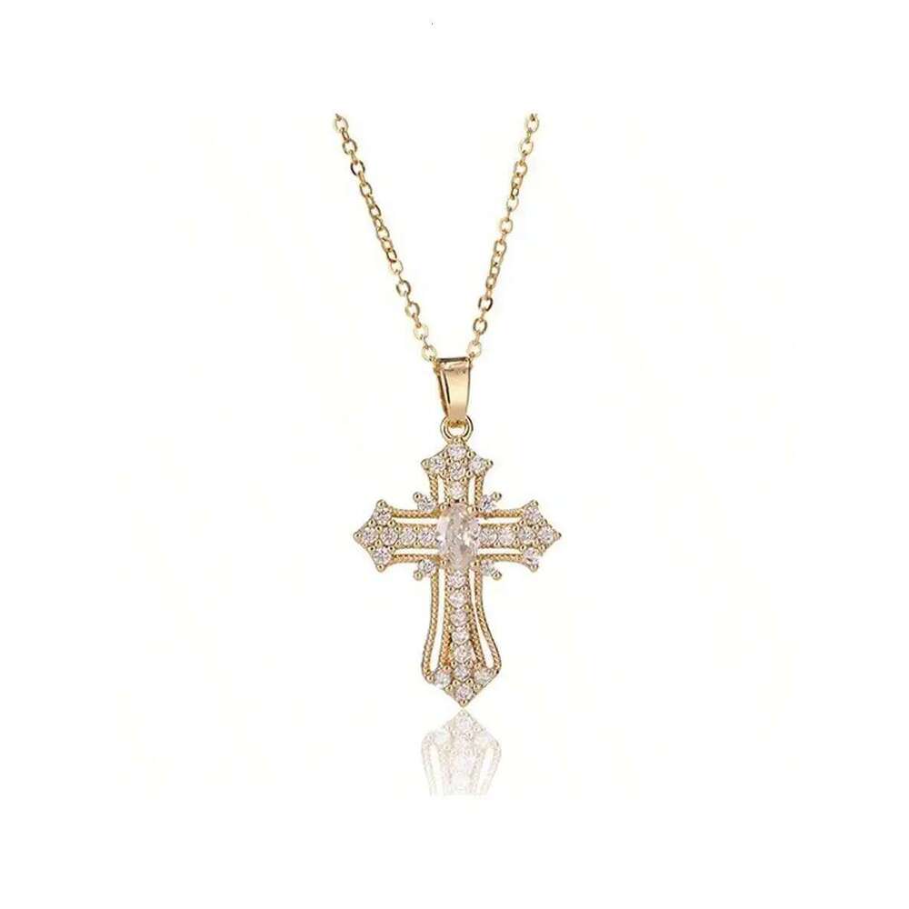Vintage cross Personalized pendant necklace niche design clavicle chain H260112