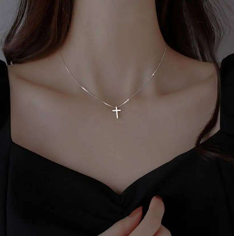 925 Sterling Silver Female Pendants Dropshipping Smooth Cross Pendant Necklace Jewelry For Women Wedding Gift H260112