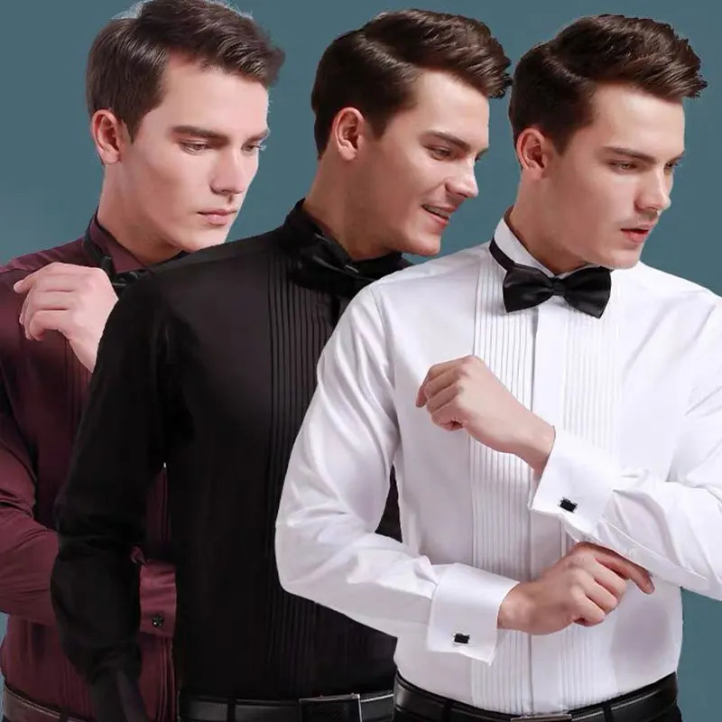 6XL Mens long sleeve shirt Formal dress Plus size tuxedo Wear free wear antiwrinkle Business casual High quality solid color 260109