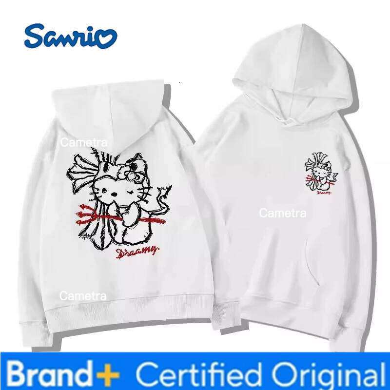 Sanrio Women's Hoodies Autumn Winter Clothing Cute Anime Hello Kitty Design Graphics Hooded Loose Sweatshirt Y2K Oversized Cotton Tops H260112