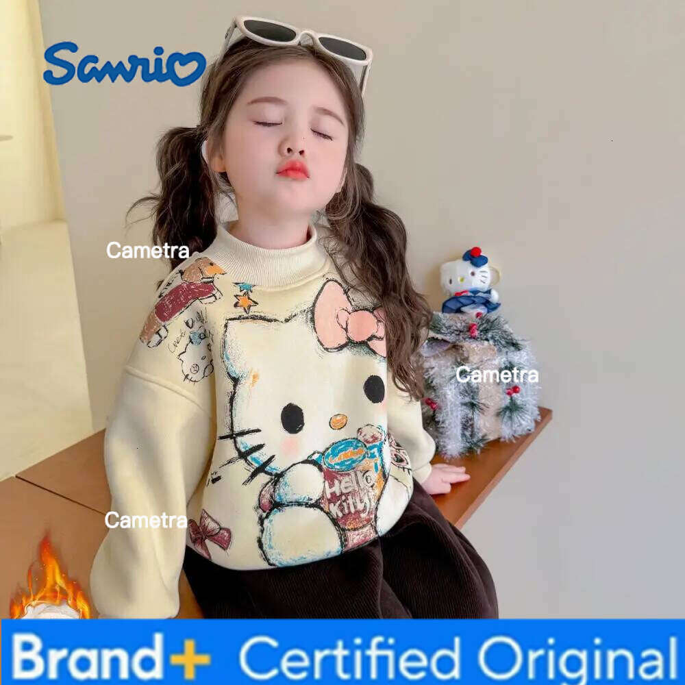 Sanrio Velvet Hoodie Sweater Long Sleeves Bottoming Shirt Anime Jacket for Girls Kawaii Cartoon Children's Clothing Hoodies H260112