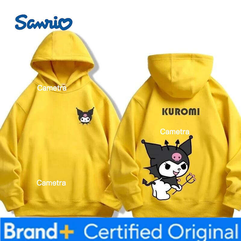 Sanrio Co-branded for Boys Girls Kuromi Pattern Print Children's Autumn and Winter Hoodie Sweatshirt Trend H260112