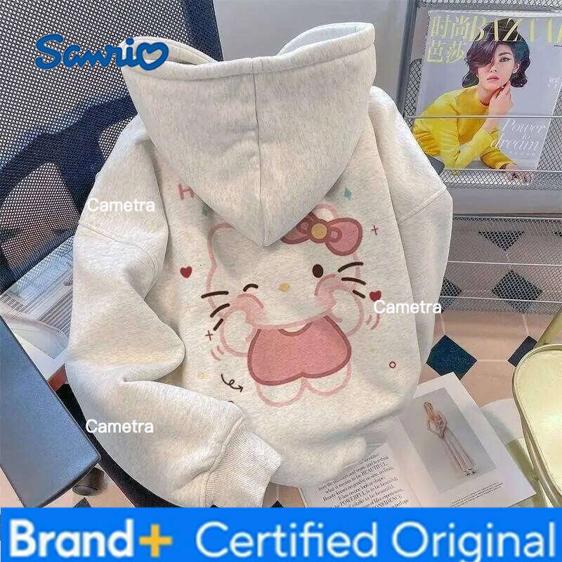 Sanrio Hello Kitty Hooded Sweatshirts Cuteore Cartoon Autumn Hoodies Long Sleeve Tops Woman Clothing Outerwear New Product H260112