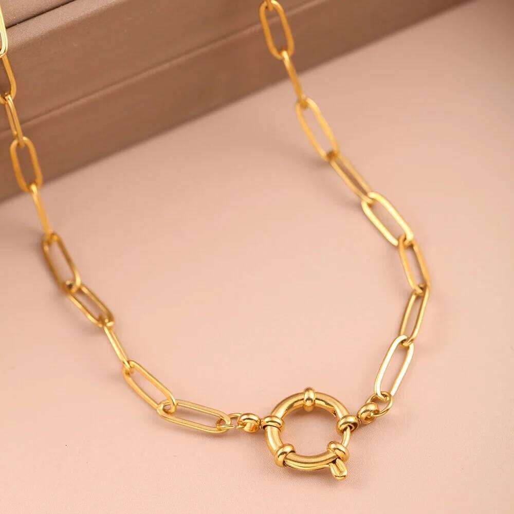 Choker neck Golden Stainless Steel Large Cross Chain Fashionable and Simple Jewelry Necklace 2025 Women's Trend H260112