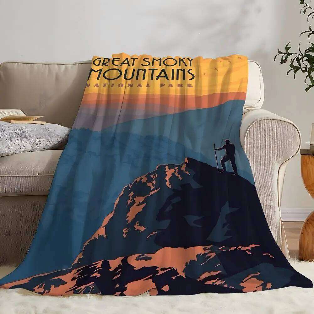 Great Smoky Mountains National Park Soft Coral Fleece Blanket 310gsm Fluffy Warm Throw for Sofa Bed Couch Bedroom Decor XJ260112