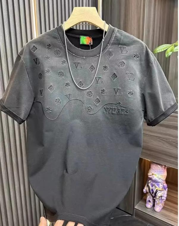 hot Free delivery Men's T-Shirts Fashionable round neck embroidered short sleeved T-shirt with fashionable design sense