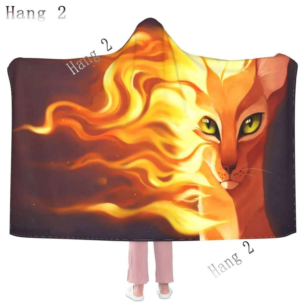 Warriors Cats Hoodie Wearable Throw Blankets Couch Blanket Hooded for Kids Teens Men Women All Season XJ260112