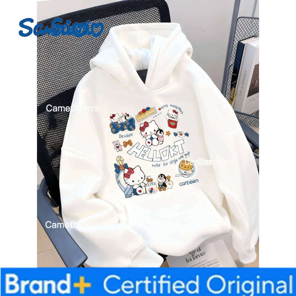 Sanrio 2025 Autumn/Winter New Cute Hello Kitty Printed 100 Cotton Women's American Casual Versatile Children's Hoodie H260112