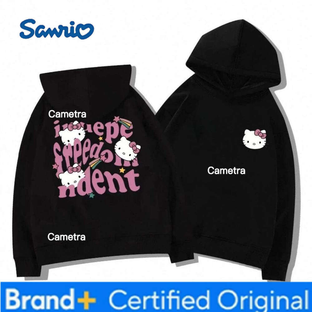 Sanrio Hello Kitty Combined with English Printed Pattern Printing for Autumn Winter Casual and Versatile Children's Top Hoodie H260112