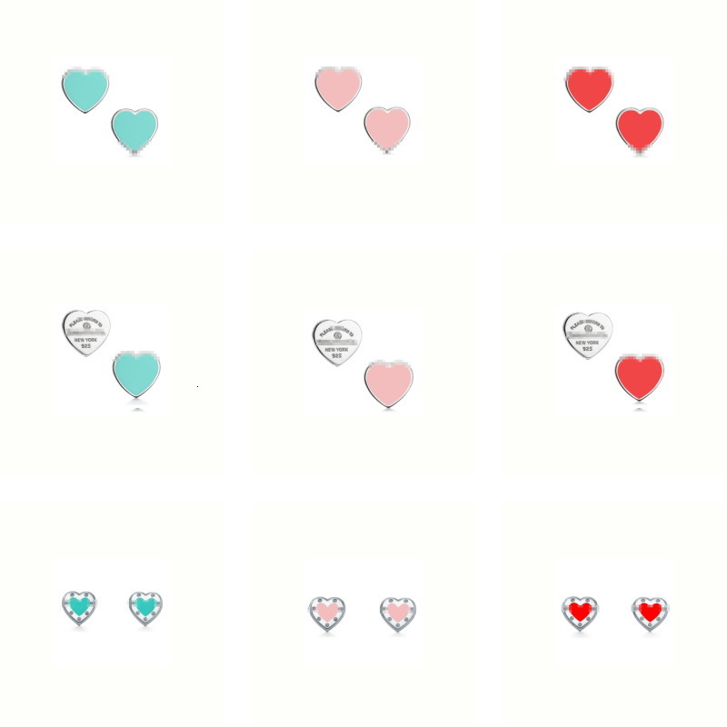 Tiffanyxx co Jewerly Earings Designer T Earring For Woman Diamond Earring T Seiko High-Quality New Oil-Drip Heart Earrings Multi-Color Jewelry Net Bow Red Heart Shape