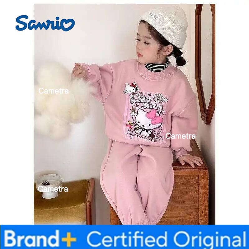 Sanrio HelloKitty Girl Loungewear set Kawaii Kuromi Anime Fashion Autumn and Winter Casual Student 2-Piece Set Child Clothing Sweatsuit H260112