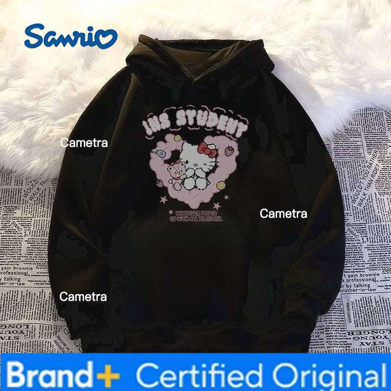 Sanrio Girls' Hooded Sweatshirt HelloKitty Autumn and Winter Soft Comfortable Hello Kitty Printed Student Tops Children's Clothing H260112
