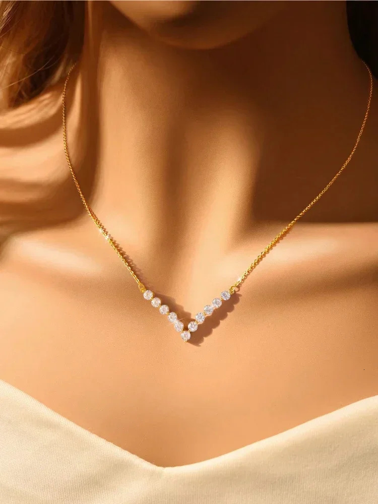 925 Sterling Silver Simple Classic Gorgeous Zircon V-shaped Clavicle Chain For Women Anniversary Party High Quality Fine Jewelry 260107