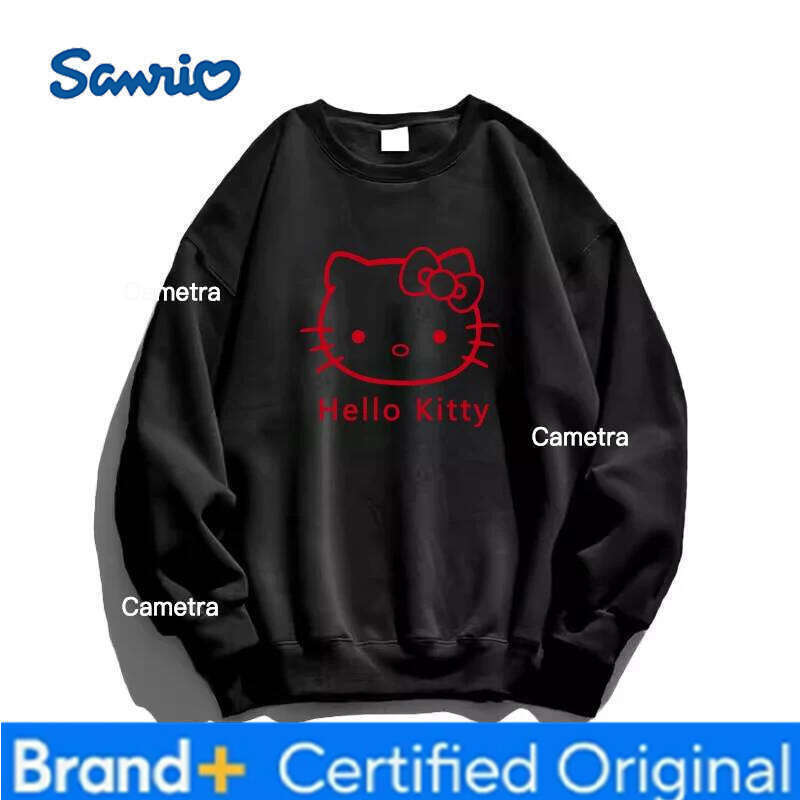 Sanrio Korean Autumn Winter Women's Hoodies Anime Cute Hello Kitty Clothing Print Hooded Sweatshirt Y2K Oversized 100% Cotton Girl Coat H260112