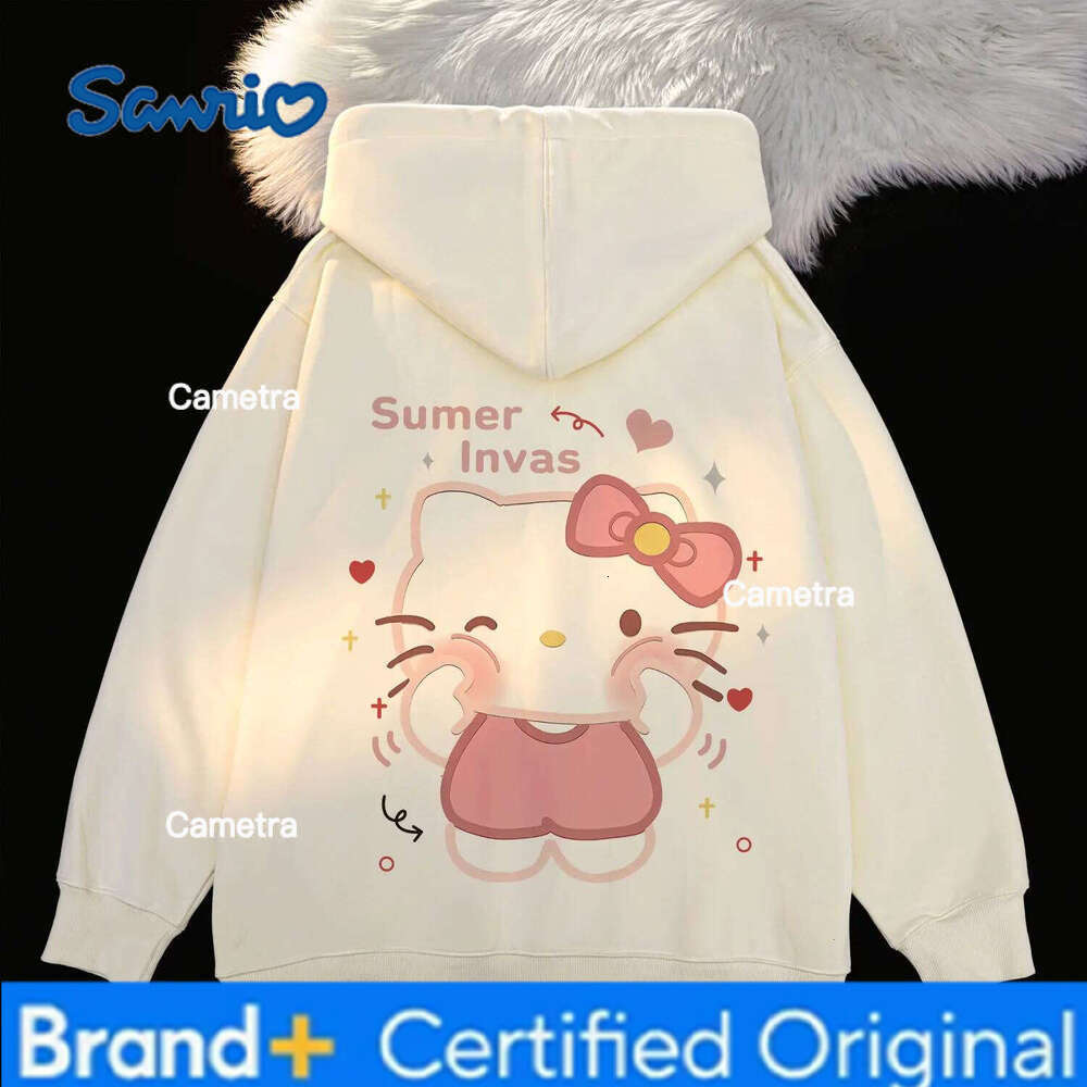 Sanrio Zipper Clothes Cute Top Hello Kitty Cartoon Hoodie Fashion Trend Women's Zip Sweater cute style H260112