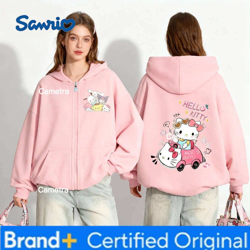 Sanrio New Family Hello Kitty Collection Sweet Cool Trendy Street Autumn/Winter Zipper Hoodie Plus Size Women Adult 25/26 H260112