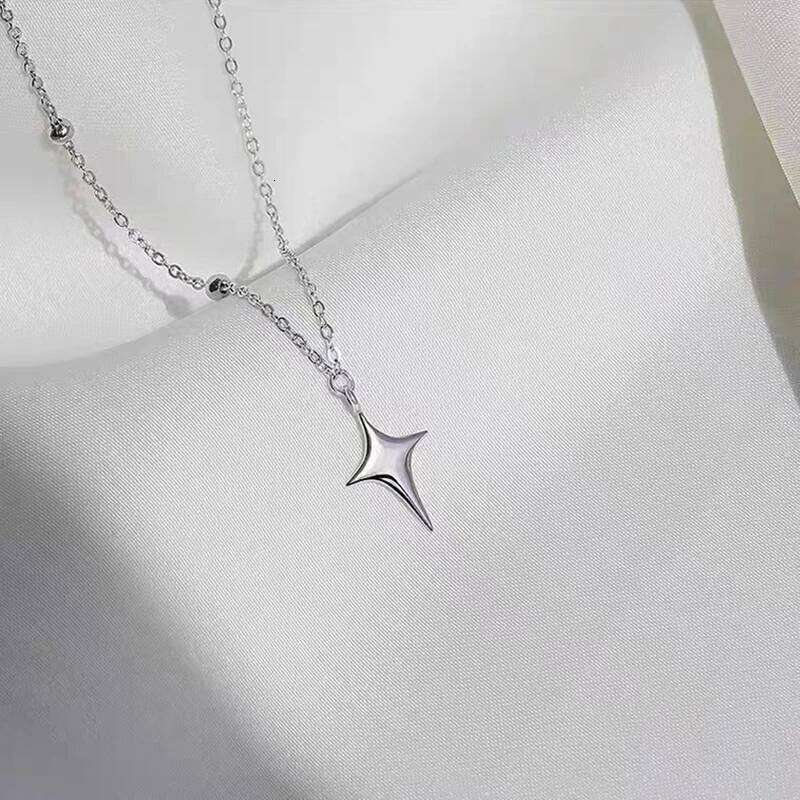 925 Sterling Silver Cross Necklace Star Asymmetric Personalized Collar Chain for Birthday Gifts to Friends Student Jewelry H260112