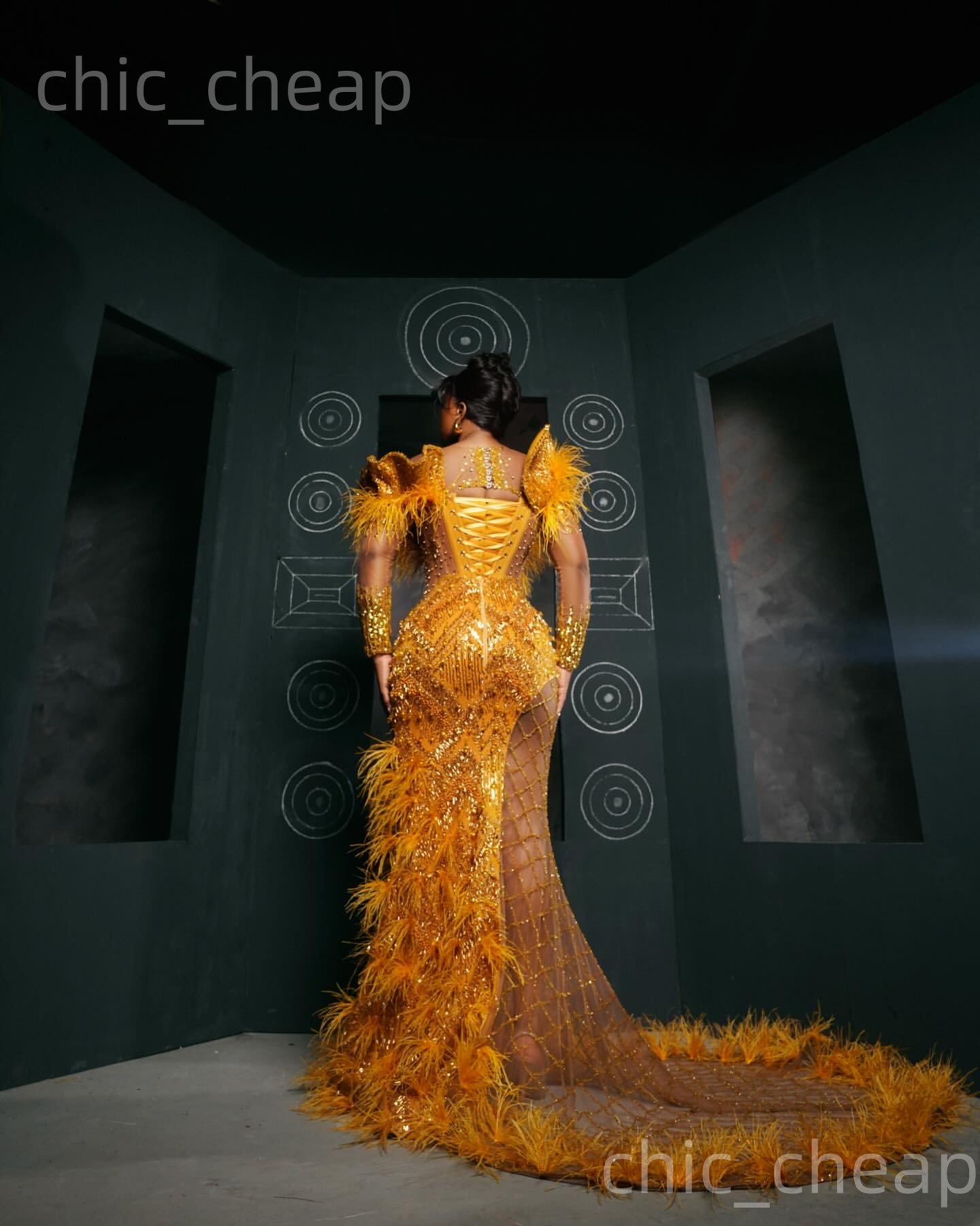 Aso Ebi Nigerian Yellow Mermaid Prom Dresses 2026 Beaded Crystals Feather Evening Formal Party Second Birthday Engagement Gowns Dress For Special Occa
