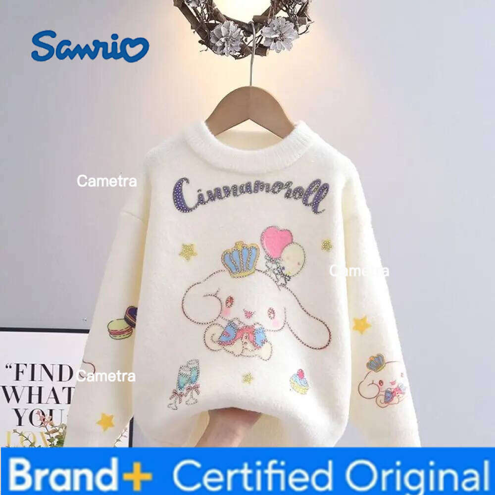 Sanrio Girls Coat Hello Kitty Kuromi New Autumn Winter Tops My Melody Cartoon Pullover Base Shirt Kawaii Kids Sweater H260112
