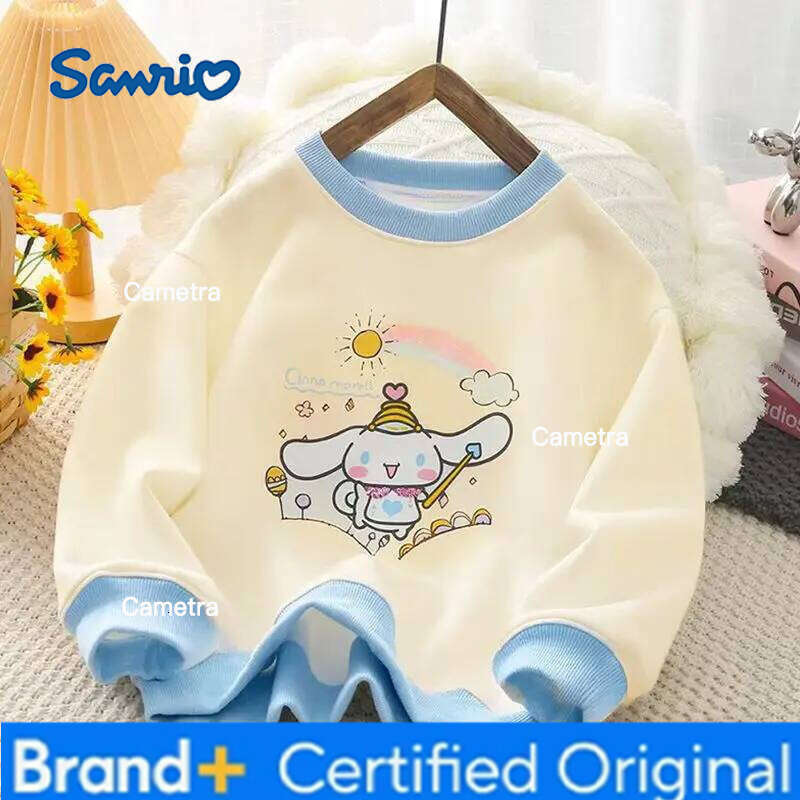 Sanrio Kuromi Girls Hoodie Spring Autumn Tops My Melody Cinnamoroll Long Sleeves T-Shirt Pullover Sweater Kawaii Bottoming Shirt H260112