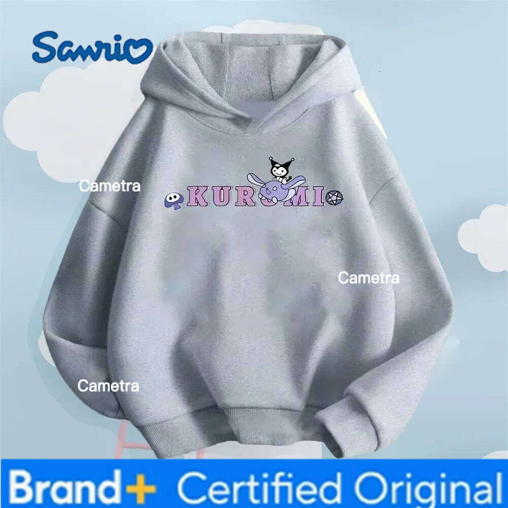 Sanrio Cute Cartoon Kuromi Children Hooded Sweatshirt Boy Girl Autumn Winter Daily Outdoor Vacation Casual Warm Soft Sportswear H260112