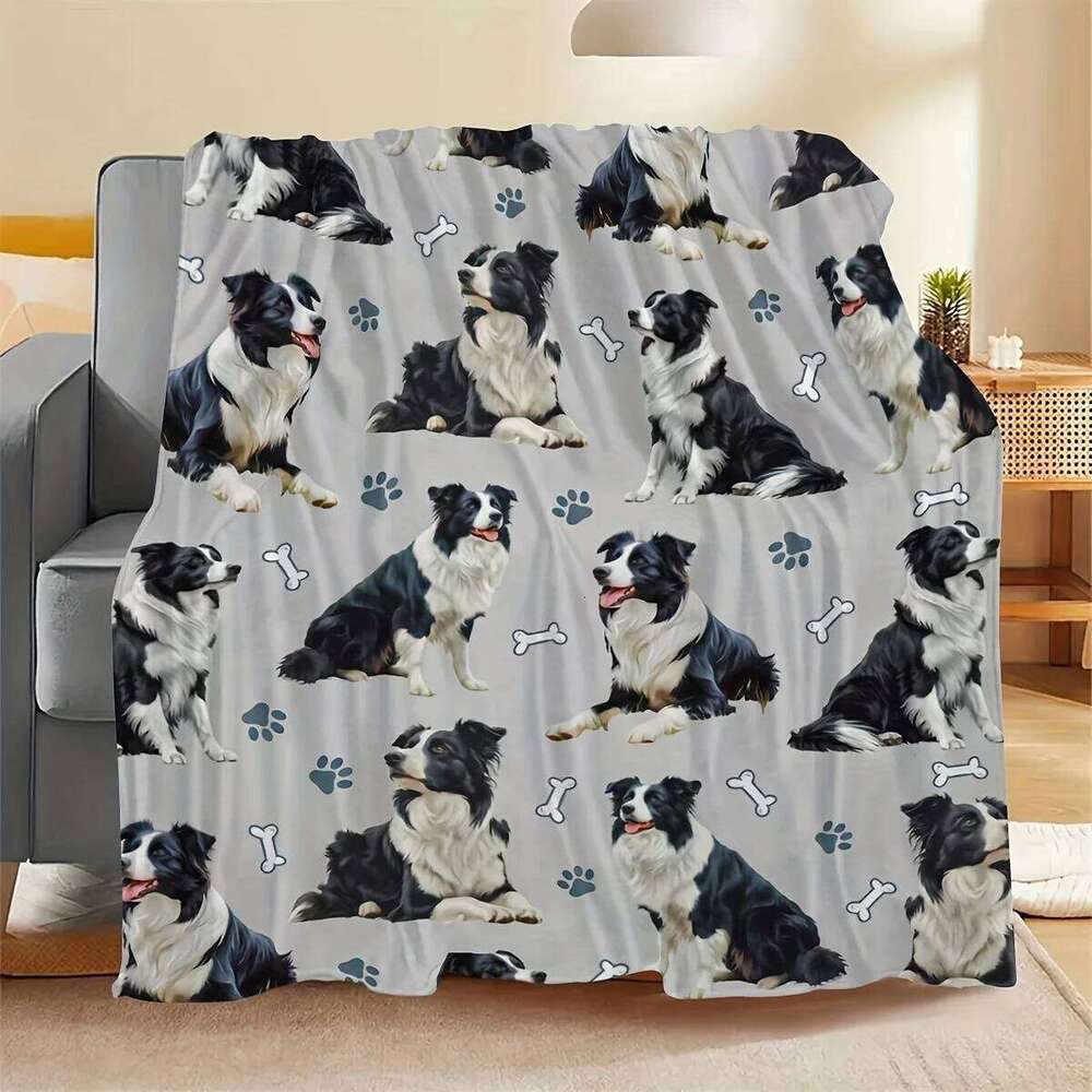 Cozy Border Collie Flannel Blanket - Warm Tear-Resistant All-Season | Home Decor & Pet Lover Gift XJ260112