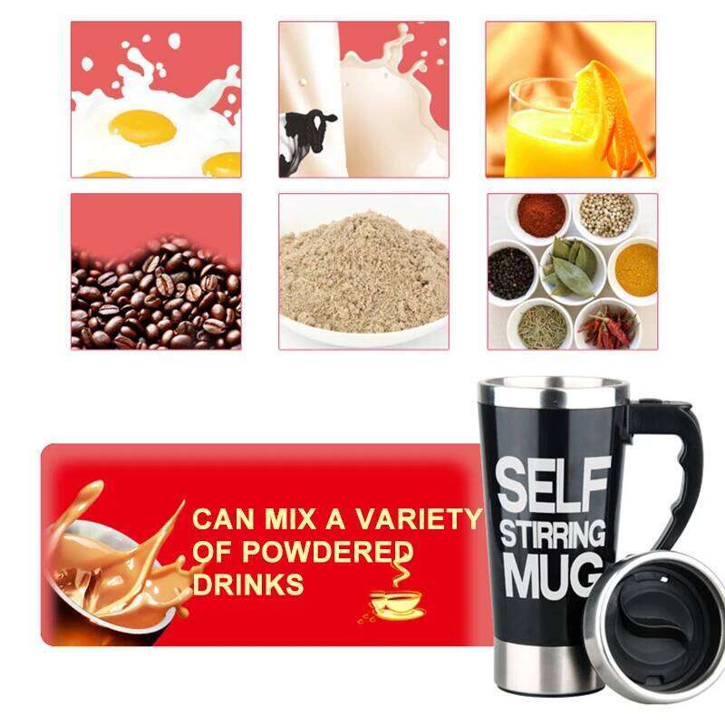450ML Automatic Electric Mixing Coffee Milk Self Stirring Mug Stainless Steel Thermal Smart Double Insulated Cup