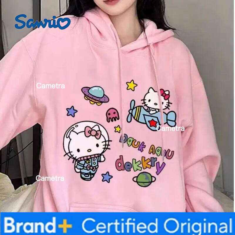 Sanrio Hello Kitty Girl Hoodie Sweatsuit Kawaii Anime Fashion Casual Hooded sweatshirt Long-Sleeved Autumn Winter Pullover Tops H26011211