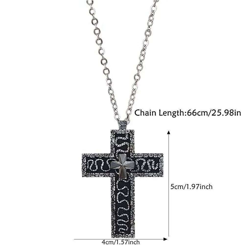 with Secret Compartment Cross 3D Printed Openable Chain Pendant Necklace Stainless Steel Vintage Charm Jewelry H260112