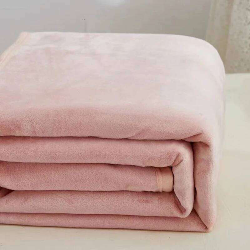 Air Conditioning Blanket Plaid Pattern Bed Throw, Soft & Warm Coral Fleece Blanket, Flannel Bedspread XJ260112