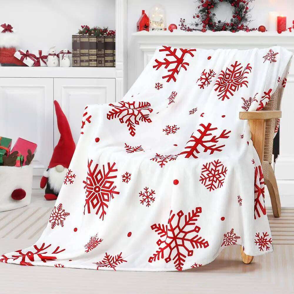 Throw Red Snowflake Blanket Super Soft Flannel Fleece Winter Plush Fuzzy Warm Bed Blankets Christmas XJ260112
