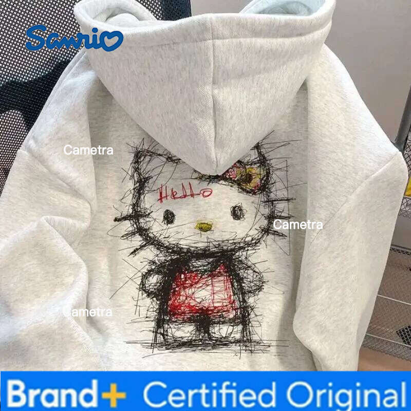 Sanrio Fashionable Cute Hello Kitty Cartoon Anime Periphery Boys Girls Hoodies Autumn and Winter Parent Child Clothing Hoodie H2601121