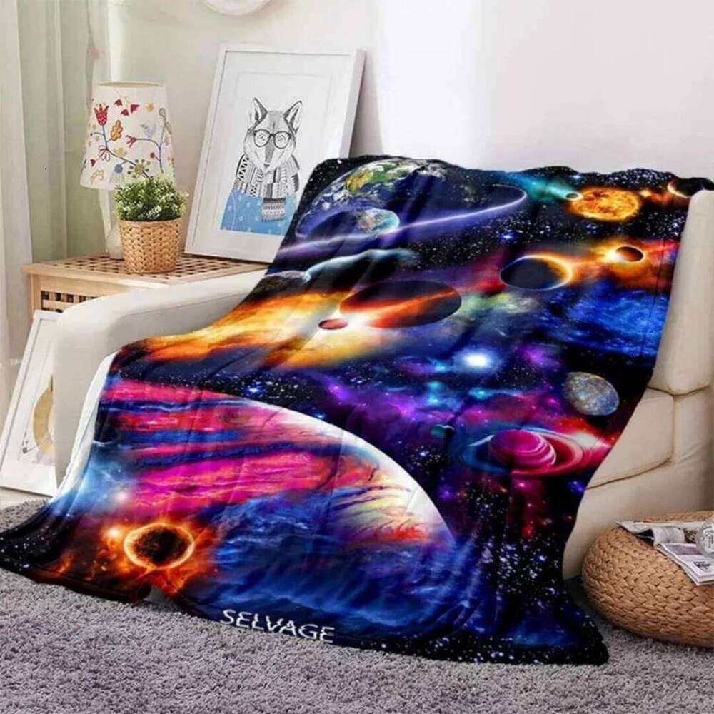 Galaxy stars in space digital-printed polyester Bedroom velvet flannel blanket Fleece soft sofa cover blankets for beds XJ260112