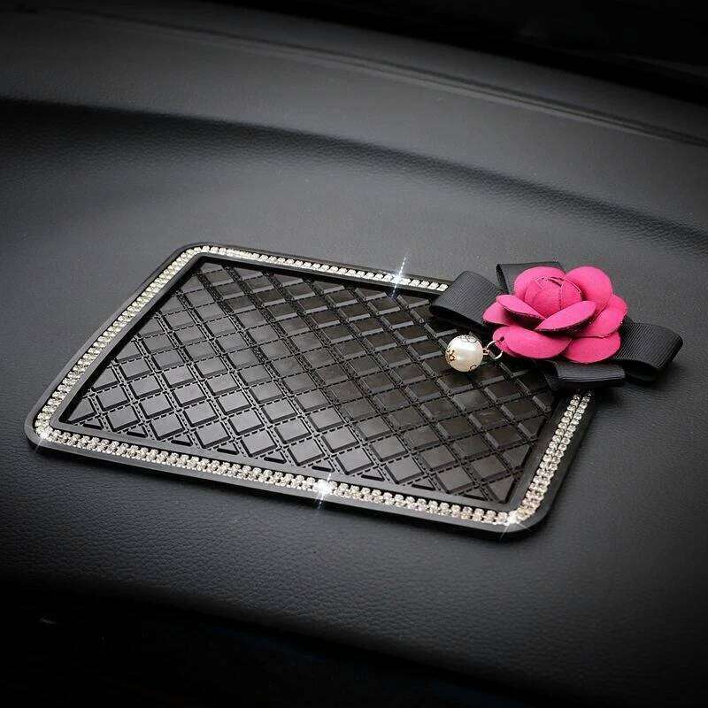 Crystal Anti-Slip Mat Flower Diamond Non Slip For Phone Sunglasses Holder Sticky Pad Car Interior Decor Accessories