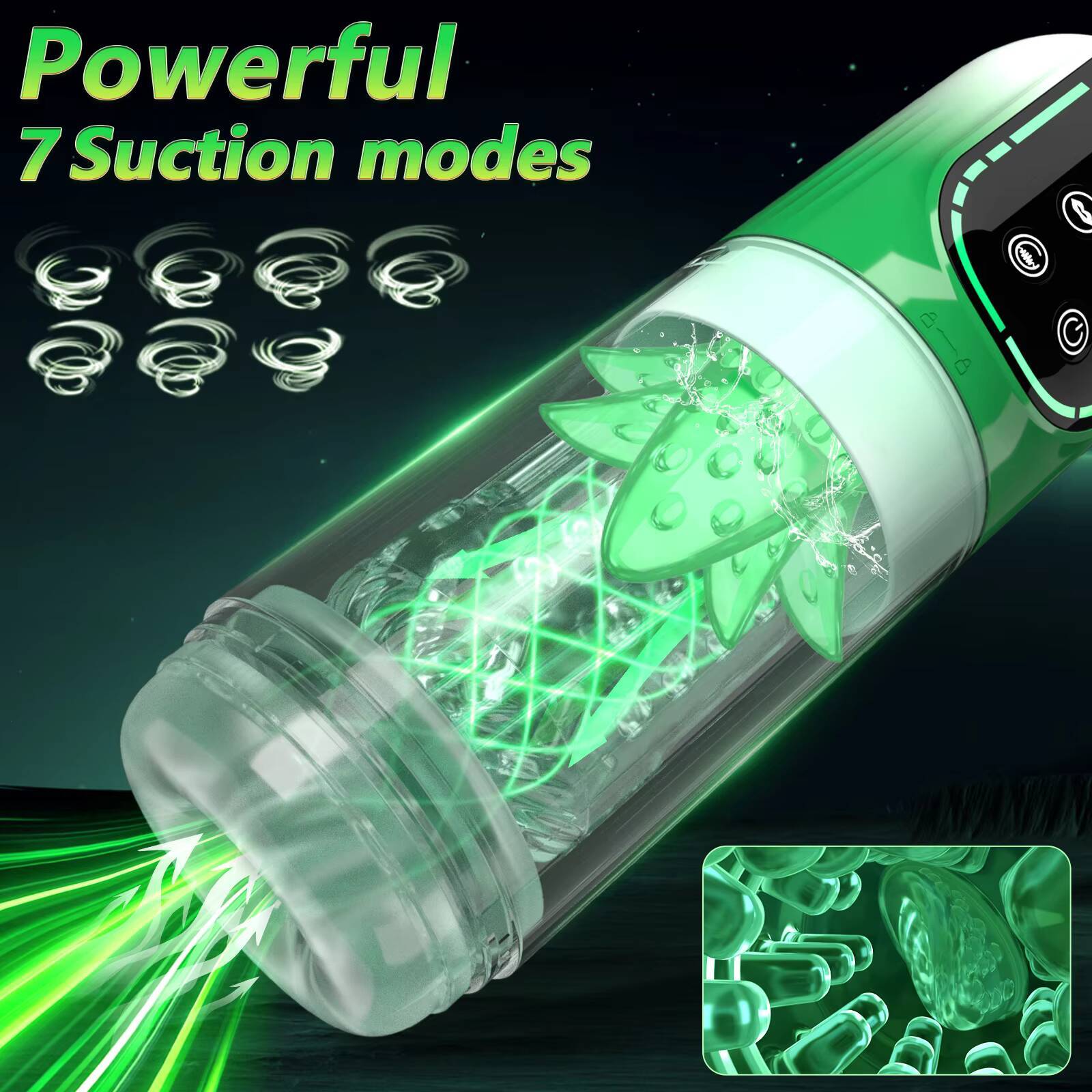 LCD Hot Powerful 7 Suction Modes Thrusting Rotation Vibration Soft Sleeve Male Masturbation Cup Sucking Machine for Men