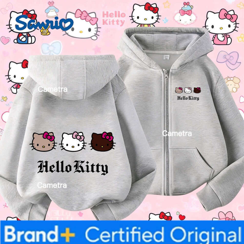 Sanrio Hello Kitty zip up is comfortable cute, suitable for children's daily wear and casual sweatshirt H260112