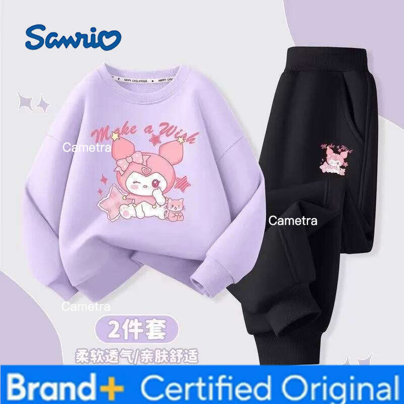 Sanrio Autumn Baby Girl Clothes Set Cartoon Printed Pullover Sweatshirts Top And Pants Bottom 2 Pieces Suit Kid Children Boy Tracksuits H260112