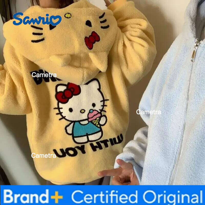 Sanrio Cute Jacket Kitty Cat Kawaii Sweatshirt Sweet Versatile Fashion Simple Loose Hot Selling Leisure Gift for Girlfriend H260112