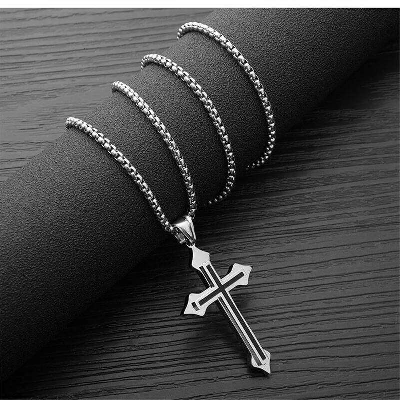 Stainless Steel Necklaces For Women Men Teens Punk Hip Hop Gothic Cross Pendant Necklace Fashion Jewelry Gifts H260112