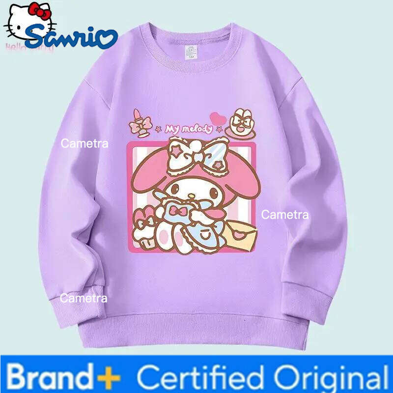 Sanrio Anime Kawaii My Melody Hoodie Cartoon Fashionable Casual Long Sleeved Children's Sweet Tops Girl Clothes Gift H260112